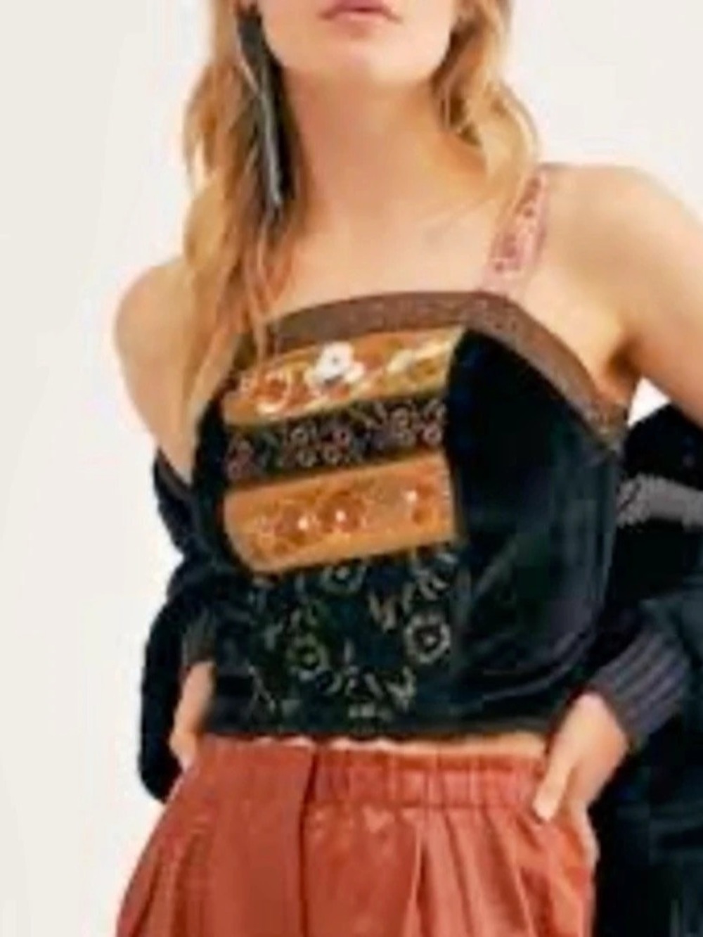 Free People Piper Embroidered Crop Top